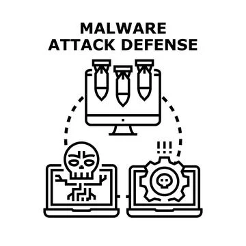 Malware attack defense cybersecurity threat protection 库存插图