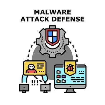 Malware attack defense protecting digital data and user privacy Stock Illustration