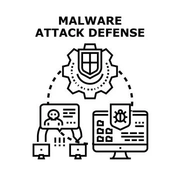 Malware attack defense protecting digital data and user privacy Stock Illustration