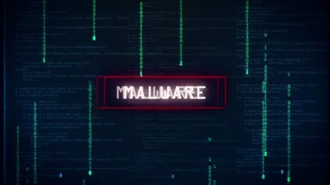 Malware Attack glitch text, tv noise background. malware virus concept Stock Footage 186045540
