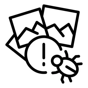 Malware attack icon, outline style イラスト素材