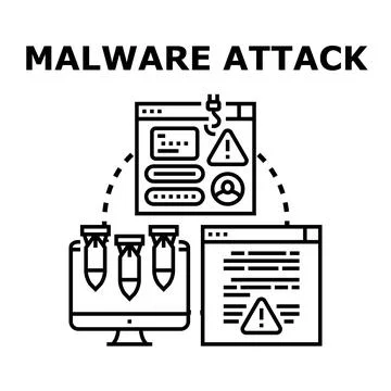 Malware attack infecting computer system with digital threat Stock-Illustration