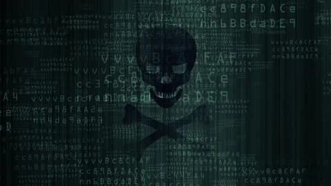 Malware attack threat on computer system concept Illustrazione stock