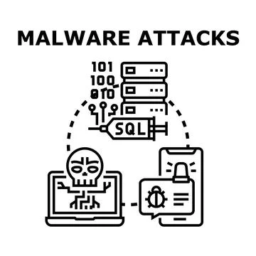 Malware attacks vector concept for cyber security 스톡 일러스트