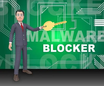 Malware Blocker Website Trojan Protection 3d Rendering Stock Illustration