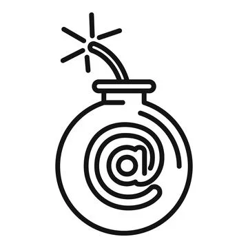 Malware bomb icon outline vector. Laptop error Stock Illustration