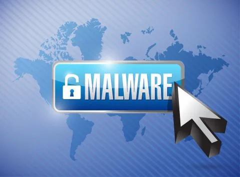 Malware button illustration design Stock Illustration