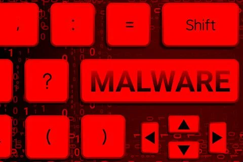 Malware button on key board and code numbers. Stock Illustration