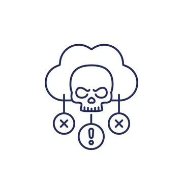 Malware in cloud line icon イラスト素材