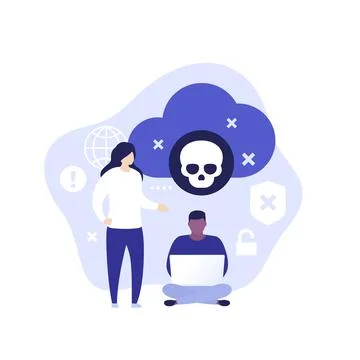 Malware in cloud vector illustration with people Stock Illustration