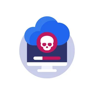 Malware in a cloud, virus vector icon Stock Illustration