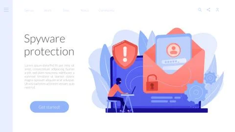 Malware computer virus concept landing page. 스톡 일러스트