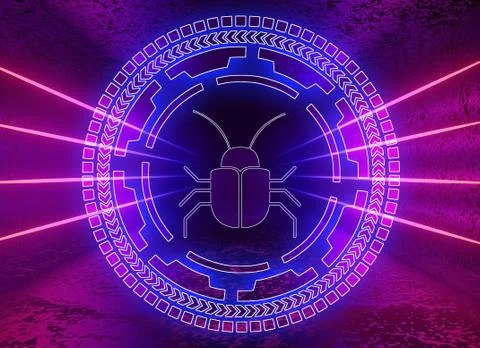 Malware concept. A virus program. 3d, render, 库存插图