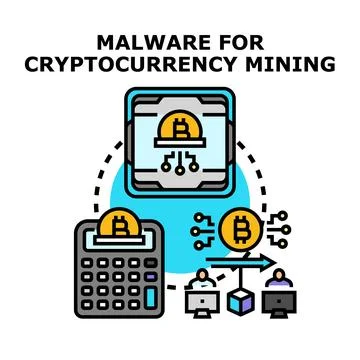 Malware for cryptocurrency mining digital cybercrime concept Stock Illustration
