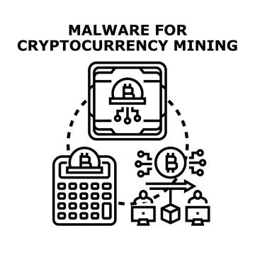 Malware for cryptocurrency mining digital cybercrime concept Ilustración de archivo