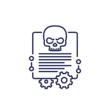 Malware, cyber attack line icon 스톡 일러스트