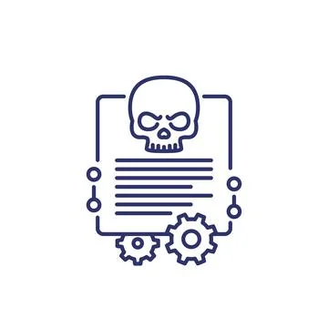 Malware, cyber attack line icon Illustrazione stock