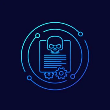 Malware, cyber attack line vector icon Illustrazione stock