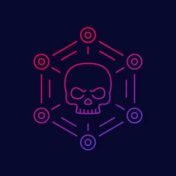 Malware, cyber attack or virus line vector icon イラスト素材
