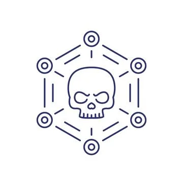 Malware, cyber attack or virus line icon イラスト素材