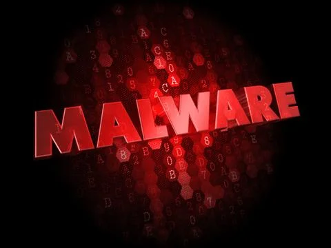Malware on Dark Digital Background. Stock Illustration