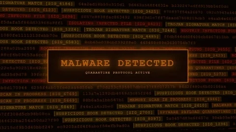Malware Detected: Quarantine Protocol Active on Infected System Video stock 342554604