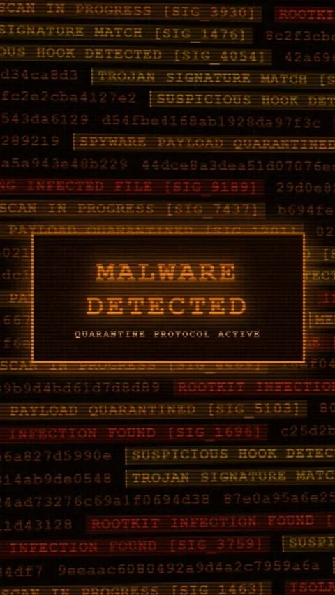 Malware Detected: Quarantine Protocol Active on Infected System Stock Footage 342554704