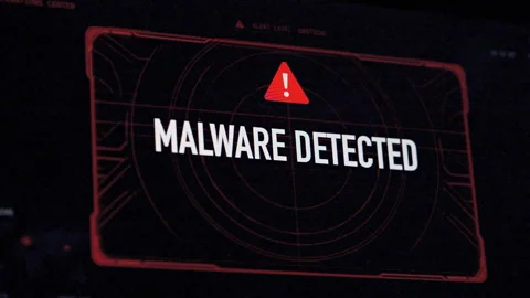 Malware Detected Warning On Computer Screen Stock Footage 343998080