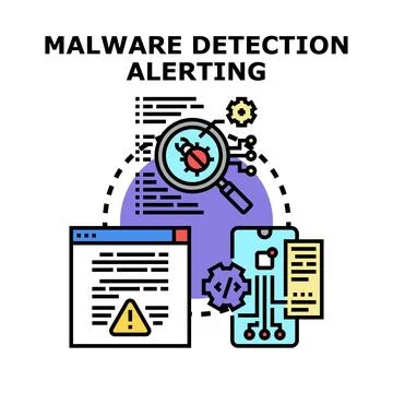 Malware detection alerting protecting digital systems from virus threat Stock Illustration