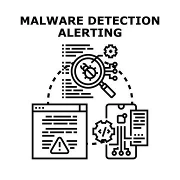 Malware detection alerting protecting digital systems from virus threat 스톡 일러스트