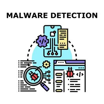 Malware detection protecting data and online security Stock Illustration