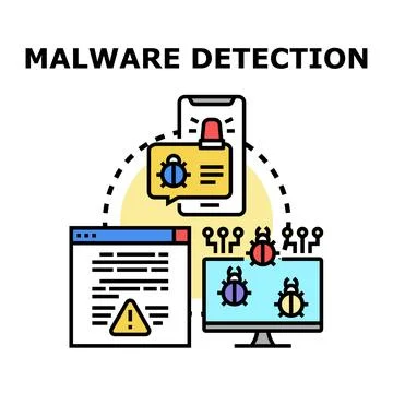Malware detection protecting data from cyber threats Illustrazione stock