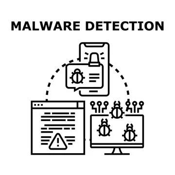 Malware detection protecting data from cyber threats Stockillustratie