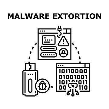 Malware extortion concept preventing digital data privacy Illustrazione stock