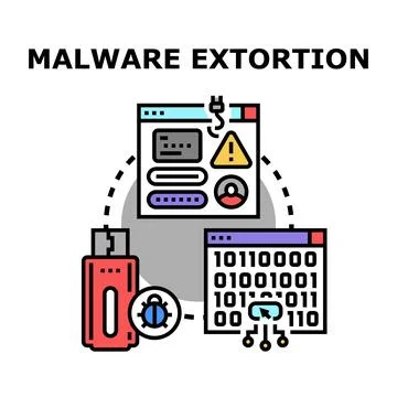 Malware extortion concept preventing digital data privacy Stock Illustration