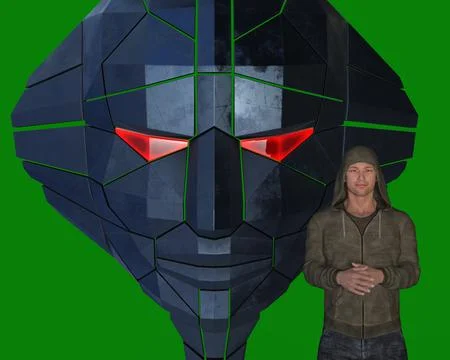 Malware face with hacker 스톡 일러스트