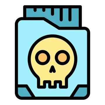 Malware folder icon color outline vector Stock Illustration