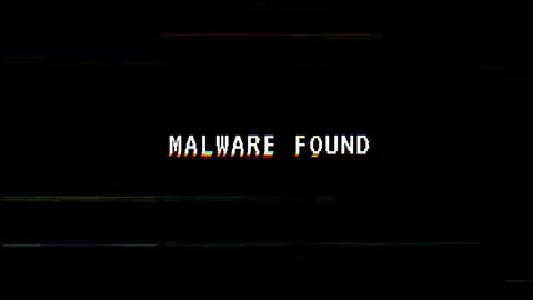 Malware found glitch text with VHS distortion effect Stock Footage 320607435