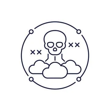 Malware icon with clouds in line design 스톡 일러스트