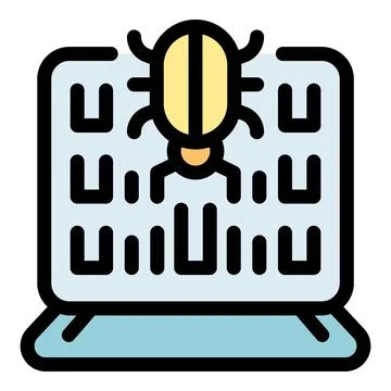 Malware infecting laptop screen displaying binary code 스톡 일러스트