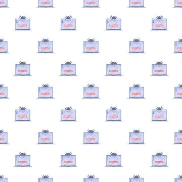 Malware infecting laptop screen seamless pattern design Stock Illustration
