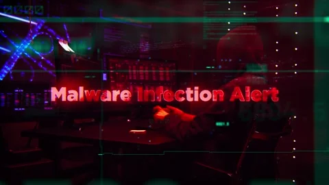 Malware Infection Alert Word on Hacker concept technology futuristic data Stock Footage 343588733