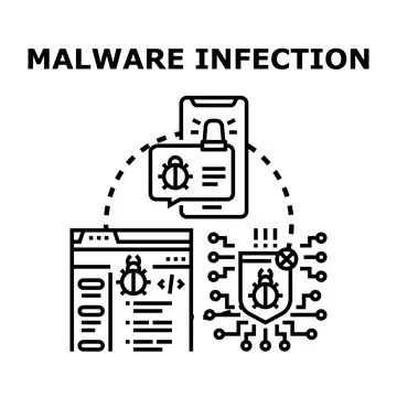 Malware infection concept spread on digital devices イラスト素材