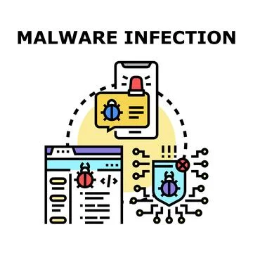 Malware infection concept spread on digital devices 스톡 일러스트