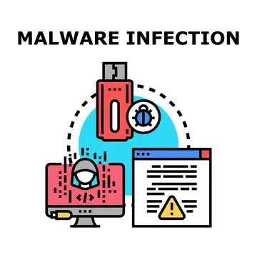 Malware infection spreading digital virus and cyber threat Stock Illustration