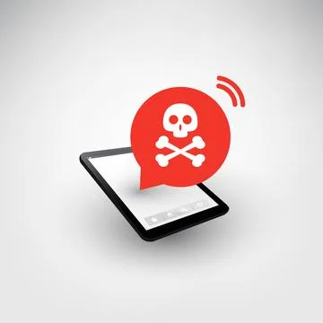 Malware Infection Warning Speech Bubble on Tablet PC or Mobile Phone - Viru.. 스톡 일러스트