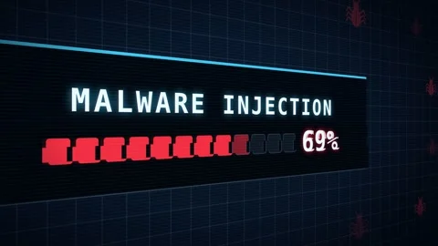 Malware injection virus icons blue panel steep side perspective loop Stock Footage 343624798
