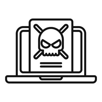 Malware laptop icon outline vector. Virus error イラスト素材