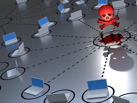 Malware in a network Illustrazione stock