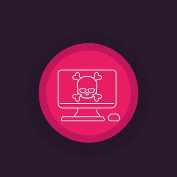 Malware, online scam, spam, computer virus line icon イラスト素材